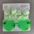 Grüne herzförmige Sonnenbrille und glitzerndes Haarschleifen-Set für Kinder - Stirnband- und Brillenset / Gelee Grün (46)