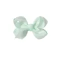 Barrette à cheveux nœud en ruban gros-grain vert menthe pour enfants et filles - Mint Green (19-510)