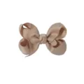 Barrette à cheveux élégante avec nœud en ruban gros-grain polyester marron clair pour enfants - Champagne (27-835)