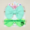 Süßes Set aus mintgrünem Schleifen-Stirnband und limettengrüner Herz-Sonnenbrille - Stirnband und Sonnenbrille Set (69) / Mintgrün