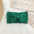 Diadema elástica de nailon verde oscuro para bebé con lazo y diseño trenzado - Estilo de Lazo Torcido / Verde oscuro