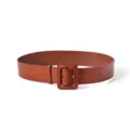 Brown wide leather belt for women trench coat sweater dress stylish waist cincher buckle - 100cm / Red