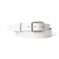 White leather belt for women and men, classic square buckle minimalist casual waist belt. - White