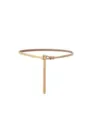 Ceinture fine en cuir kaki pour femme, sangle nouée minimaliste pour robe et blazer. - 105cm / Abricot