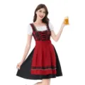 Traditional German Oktoberfest dirndl dress for women, red plaid costume with white blouse. - S / Dresses / Red Plaid: Dress & Apron