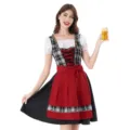 Women's traditional German Oktoberfest costume Bavarian Dirndl red plaid dress with white blouse. - S / Dresses / Black Plaid: Dress & Apron