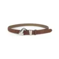 Women brown leather belt with unique metal pin buckle retro frosted cowhide jeans dress waist - 105cm / Coffee With Silver Buckle
