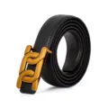 Cintura donna in vera pelle con elegante fibbia metallica geometrica dorata, nera. - 105 / Nero