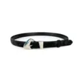 Black genuine suede leather women belt with unique silver metal buckle for dress and jeans. - 105cm / Black Silver Clasp