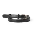 Elegant women black thin leather belt gold D buckle minimalist casual trousers dress style - Black