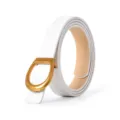 Elegant white leather belt for women featuring a chic chic retro gold tone buckle stylish accessory - Off White