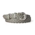 Retro handmade woven women's leather belt with metal pin buckle for jeans and skirts - Dark Gray