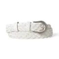 White woven women belt with retro metal buckle stylish casual leather belt for jeans and skirts - White