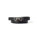 Classic black leather women belt with stylish gold horsebit buckle, versatile accessory. - 105cm / Black