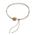 Woven waist chain for women dress, delicate braided rope belt with crochet flower and metal tips. - Black Brown + Yellow Brown Flower