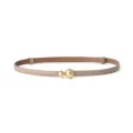 Genuine leather women belt, elegant dual ball buckle waist belt in chic khaki color. - Light Khaki