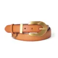 Ceinture en cuir veritable pour femme boucle doree retro accessoire de taille elegant pantalon - Chameau