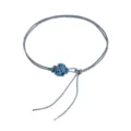 Woven waist chain women dress accessory blue crochet flower variant stylish belt - Blue Black