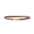 Brown thin leather belt for women with retro metal buckle stylish waist accessory - 95cm / Caramel color