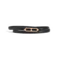 Black genuine leather thin belt for women with rose gold metal buckle, stylish waist accessory. - 105cm / Black