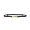 Black Thin Belt with Gold Metal Clasp, Minimalist Women Leather Waistband for Suits - 95cm / Black