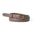 Women's crocodile pattern leather belt with vintage metal buckle, casual waist accessory. - 105cm / Khaki