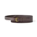 Stylish wide leather belt for women, dark brown cowhide waist cincher with metal buckle. - Coffee