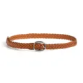 Brown braided women's belt with silver pin buckle, stylish casual accessory for daily wear. - 110cm / Brown