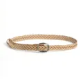 Khaki braided women's belt, stylish woven pin buckle leather belt for casual jeans. - 110cm / Apricot