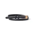 Ceinture fine en cuir noir pour femme avec boucle dorée accessoire de taille élégant. - Noir
