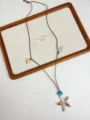 Bohemian ocean style starfish shell necklace with adjustable brown leather cord for women beach - Starfish Style (XL3201B)
