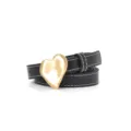 Women genuine leather belt with gold heart buckle retro black belt for dress fashion - 100cm / Black