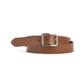 Classic brown leather belt for women with stylish silver rectangular pin buckle daily wear. - 105cm / Caramel color
