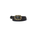 Elegant black quilted leather women belt with luxury gold chain buckle stylish accessory - 105cm / Black