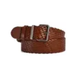Classic brown woven leather belt for women with metal buckle, casual jeans waist accessory. - Brown