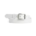 Women's white leather belt casual dress jeans belt featuring classic silver pin buckle - 105cm / White