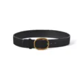 Women black suede leather belt with vintage gold oval buckle fashion waist accessory - 105cm / Black