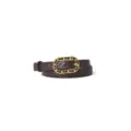 Dark brown leather belt with chic quilted pattern and elegant gold chain buckle detail. - 105cm / Coffee