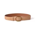 Women's suede leather belt with vintage oval metal buckle, versatile stylish waist accessory. - 105cm / Earthy Yellow