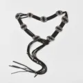 Bohemian black waist chain retro metal oval decorative fringe belt for women dresses - 102cm / Black