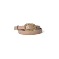Women's quilted leather belt with gold chain buckle, stylish casual waist belt accessory. - 105cm / Light Khaki
