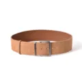 Women's wide suede leather belt with vintage metal pin buckle, classic casual design. - Earthy Yellow