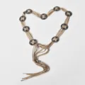 Boho beige fringe waist chain, vintage concho metal belt for women dress styling SKU - 102cm / Khaki