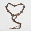 Boho brown suede waist belt with metal concho discs and fringe tassels for women dress. - 102cm / Coffee