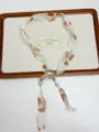 Vintage bloemrijke chiffon lint sjaal ketting met kralen voor vrouwen lente zomer chic - Bruine Ovale Stijl (XL3077A)