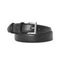 Classic black leather belt for women, versatile waist accessory with silver buckle for jeans. - Black / 105cm