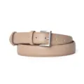 Women leather belt casual versatile stylish waist belt with silver metal buckle for jeans suit - Light Khaki / 105cm