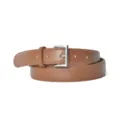 Women brown leather belt casual fashion waist belt with silver metal buckle stylish accessory - Caramel color / 105cm