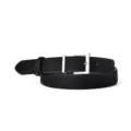 Black suede leather belt for women with silver square buckle, vintage style casual jeans belt. - Black / 105cm