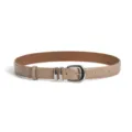 Women casual leather belt with stylish silver metal buckle and dual loops for jeans skirts. - 105cm / Light Khaki